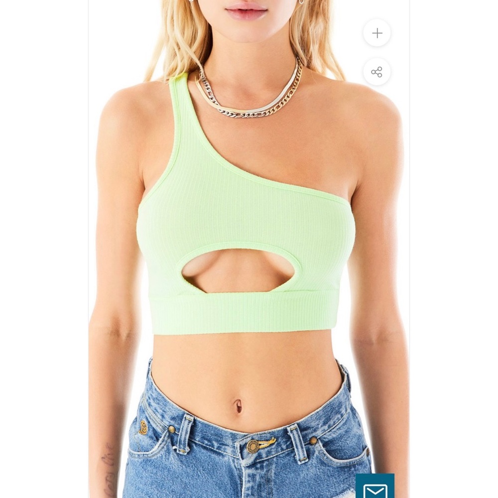 LF Stores Green Cropped Ribbed Tank
